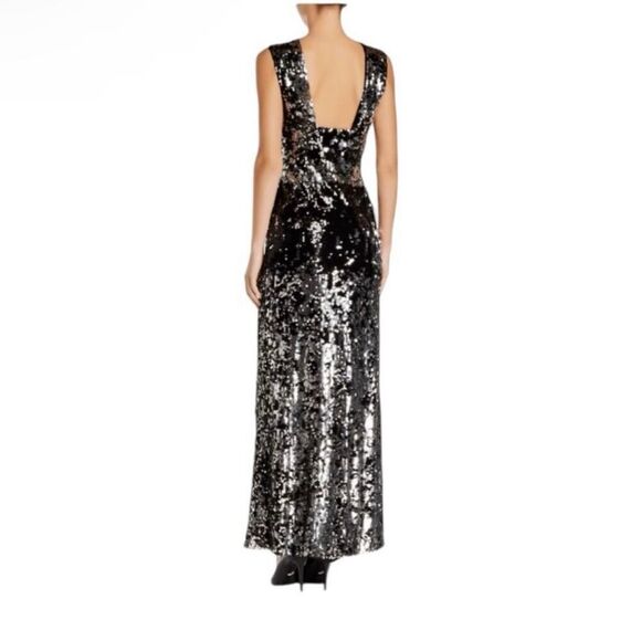 NWT Rachel‎ Zoe black and silver sequin maxi dress size 8 with front slit - Picture 3 of 15